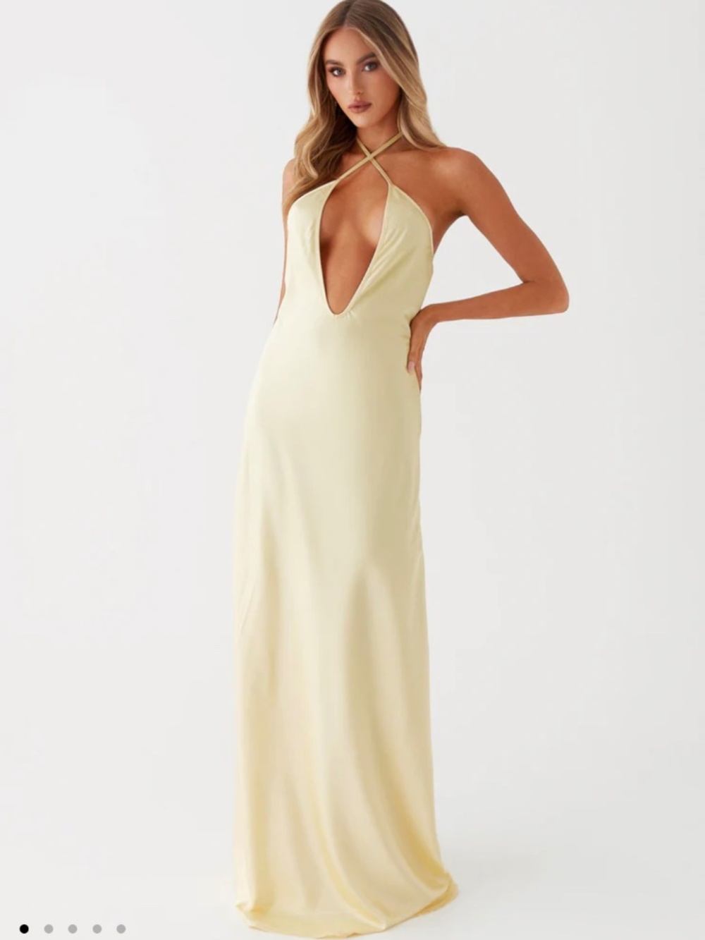 Yellow silk maxi dress